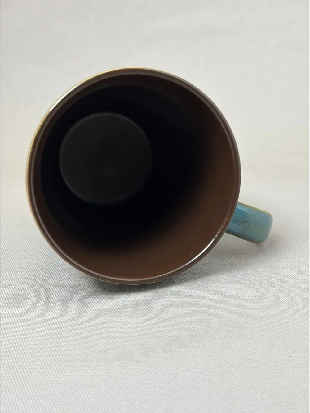 Teal Blue Brown Reactive Glaze Stoneware Coffee Mug Two Tone Ceramic Cup 12 oz